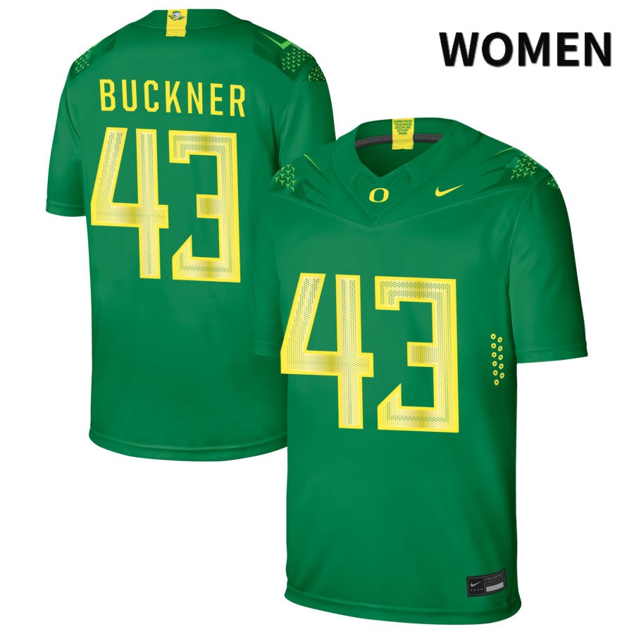 Oregon Ducks Women's #43 Brandon Buckner Football College Authentic Green NIL 2022 Nike Jersey OZL28O5B